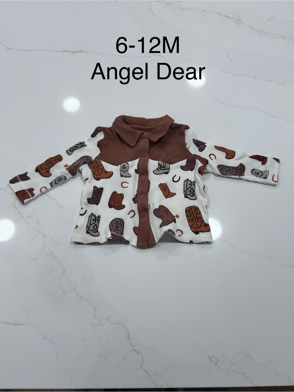 Angel Dear Brown & White Cowboy Boot Cardigan